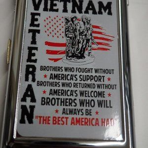 Cool Vietnam Veteran Cigarette Case With Built In Butane Lighter